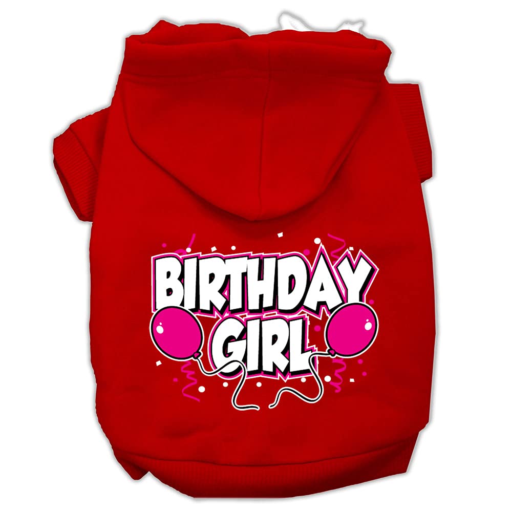 Pet, Dog & Cat Hoodie Screen Printed, 'Birthday Girl' Red Xl (14-20 Lbs.)