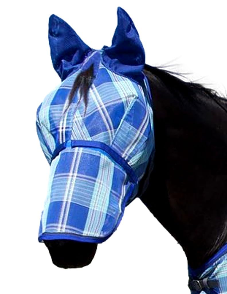 Kensington Signature Fly Mask w/Removable Nose, Soft Mesh Ears & Forelock Opening Size: M-Small Horse Color: 141 - Blue Ice