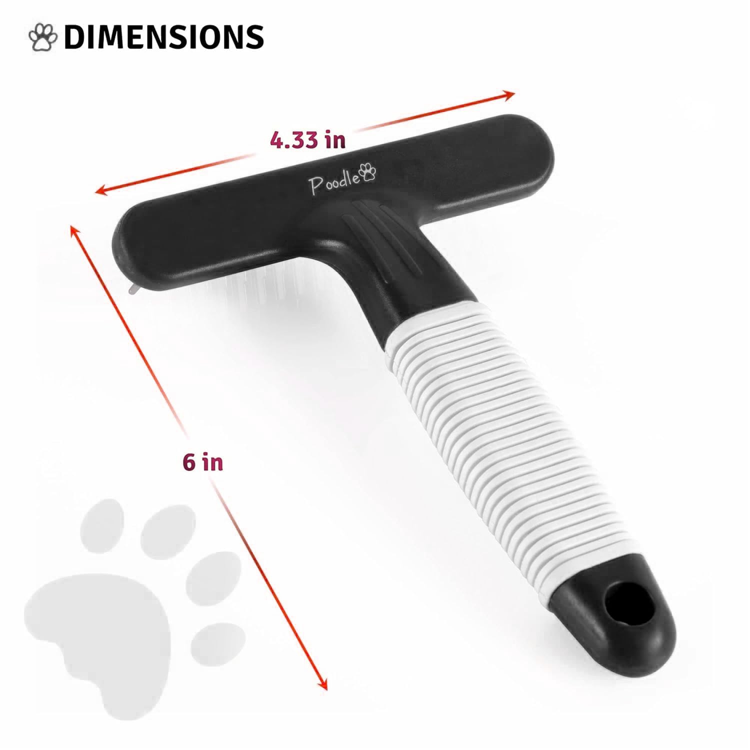 POODLIE Poodle Pet Dog Grooming Rake | Dematting Tool with Stainless Steel Shedding Comb for Pets | 2 Rows of Pins Gently Remove