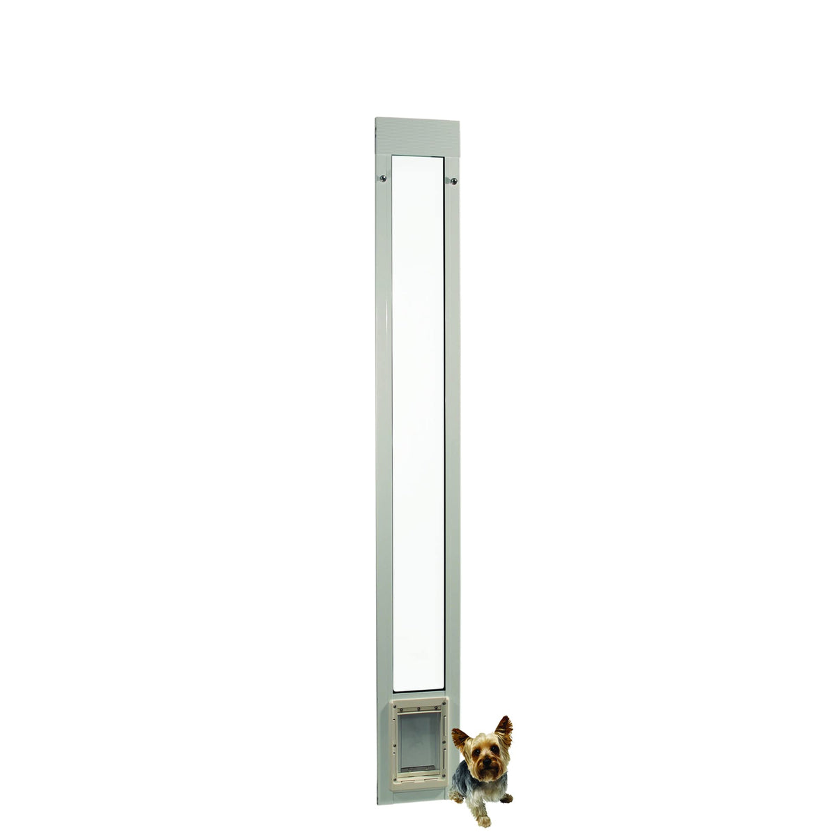 Ideal Pet Products Aluminum Pet Patio Door, Adjustable Height 77-5/8' To 80-3/8', 5' X 7' Flap Size, White