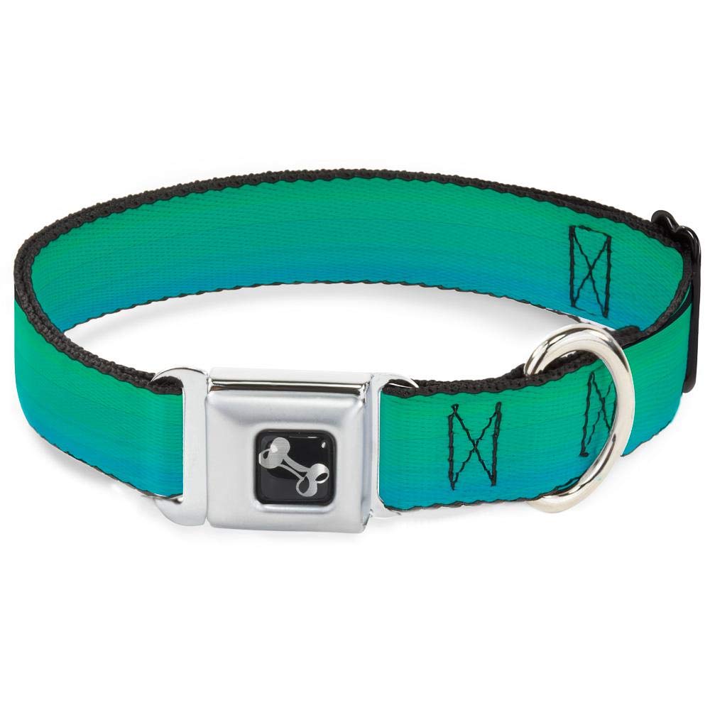Dog Collar Seatbelt Buckle Teal Ombre 15 To 26 Inches 1.0 Inch Wide