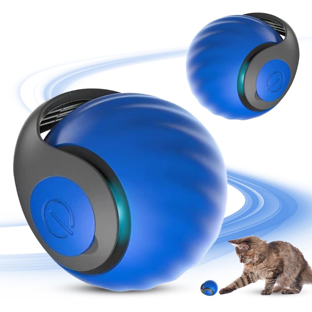 Cecurpo Cat Toys For Indoor Cats, 2025 New Interactive Cat Toy Ball With Feather Tail, Smart Rechargeable Automatic Cat Toy Diam