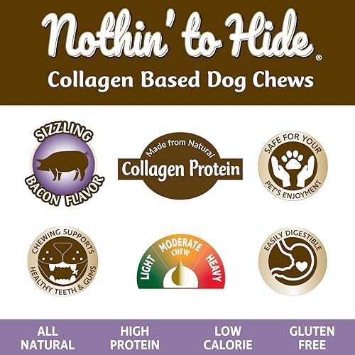 Fieldcrest Farms Nothin to Hide Twist Stix, Bacon Flavor, Easily Digestible, Supports Skin, Coat, Joints & Muscles, for Moderat