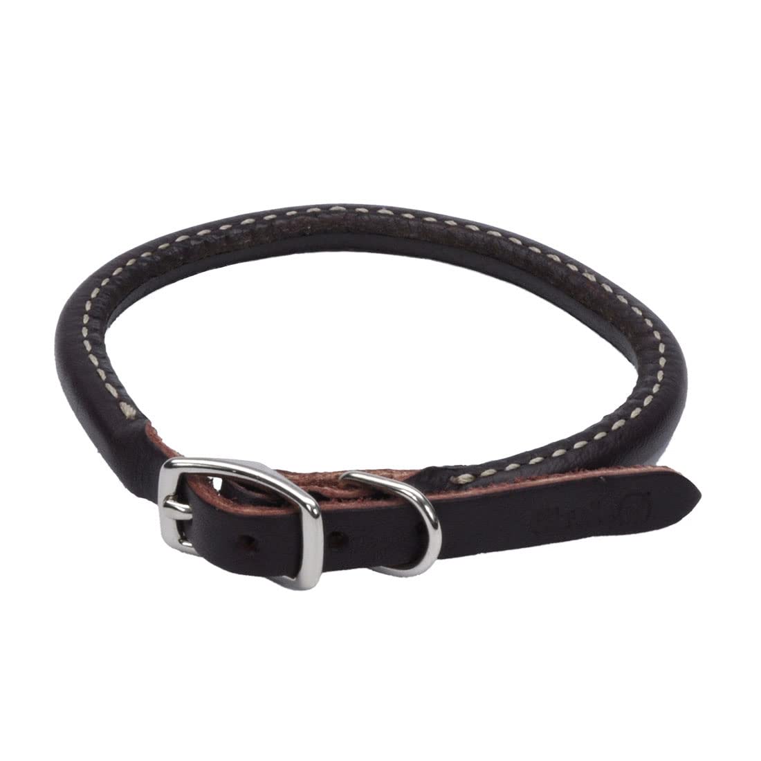 Coastal Pet Circle T Latigo Leather Round Dog Collar - Handcrafted Leather Pet Collar For Dogs - Comfortable For Dogs With Long Hair Or Sensitive Skin - 3/8' X 12'