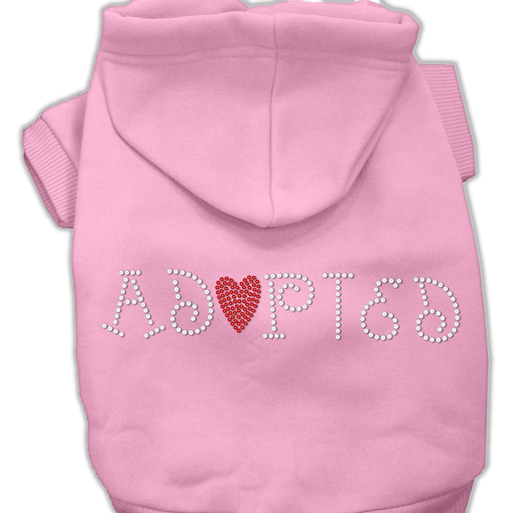 Pet, Dog & Cat Hoodie Rhinestone, &quot;Adopted&quot; Baby Blue 3XL (25-35 lbs.)