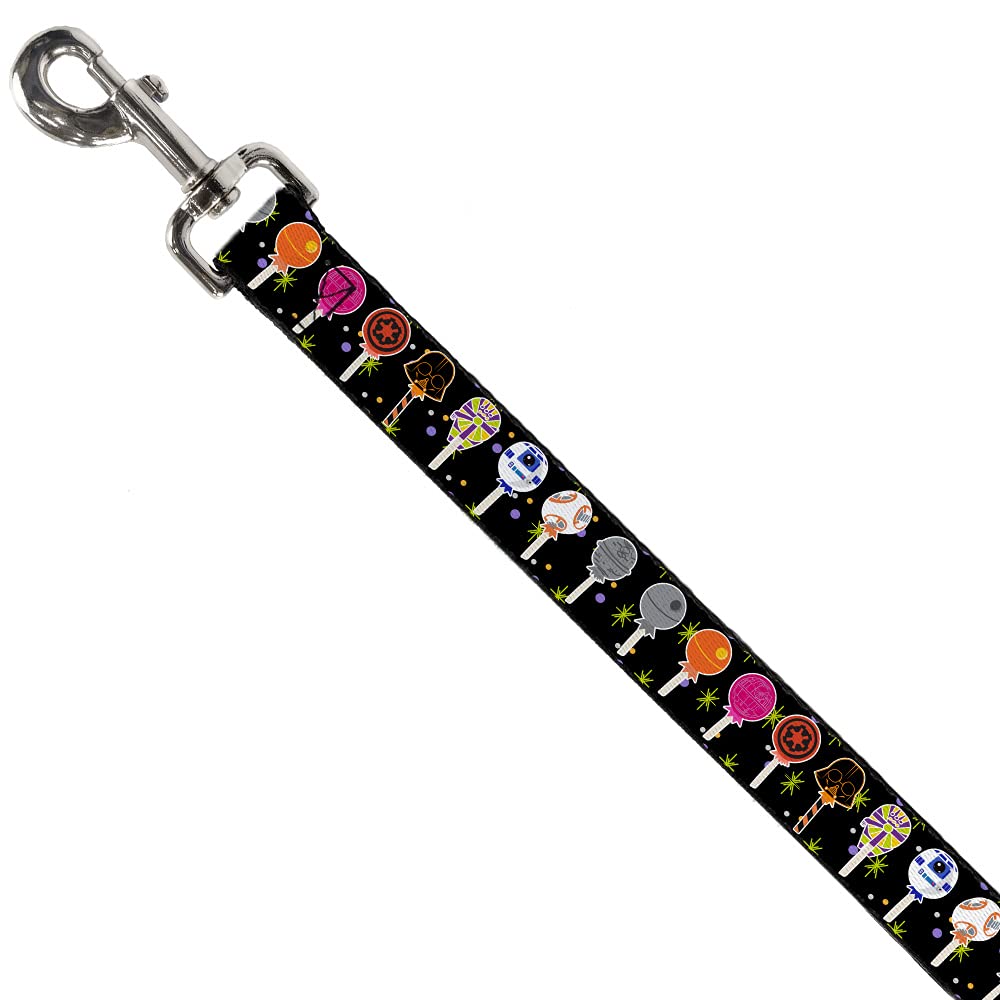 Buckle-Down Star Wars Pet Leash, Dog Leash, Star Wars Festive Lollipop Icons Multi Color, 6 Feet Long 1.5 Inch Wide