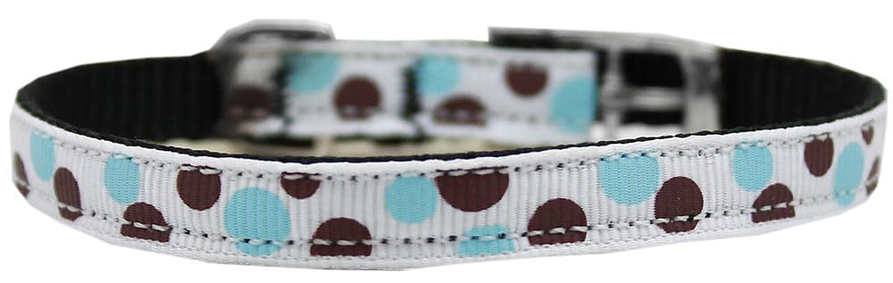 Mirage Pet Products Confetti Dots Nylon Dog Collar with Classic Buckle, Size 14, Baby Blue