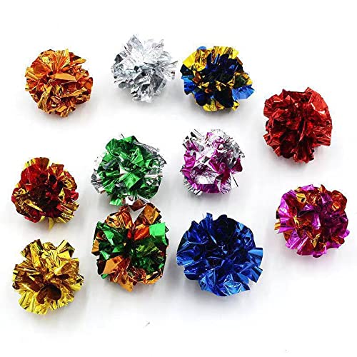 Ismarten 12 Packs Crinkle Balls Cat Toys For Indoor Cats, Lightweight Shiny Crinkle Paper Ball For Kitten (Random Color) (2.36 I