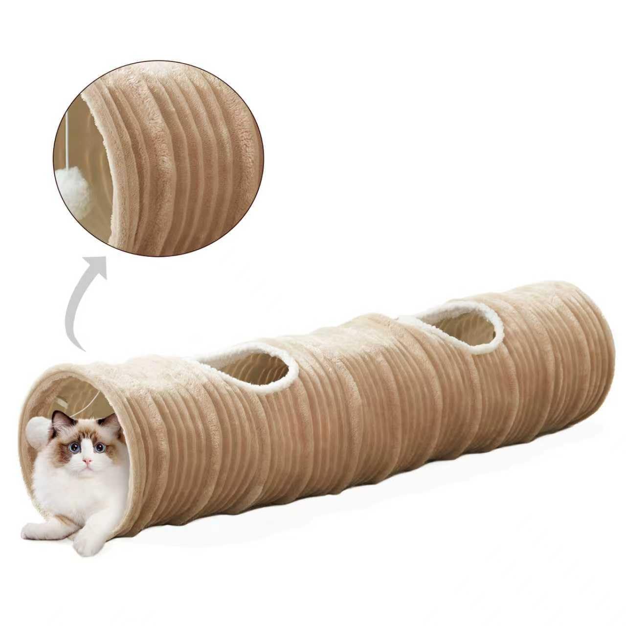 Cat Tunnel for Indoor Cats,Cats Toys Collapsible Tunnel Straight Tube with a Fun Ball and 2 Holes,Cat Play Tunnels,for Rabbits,