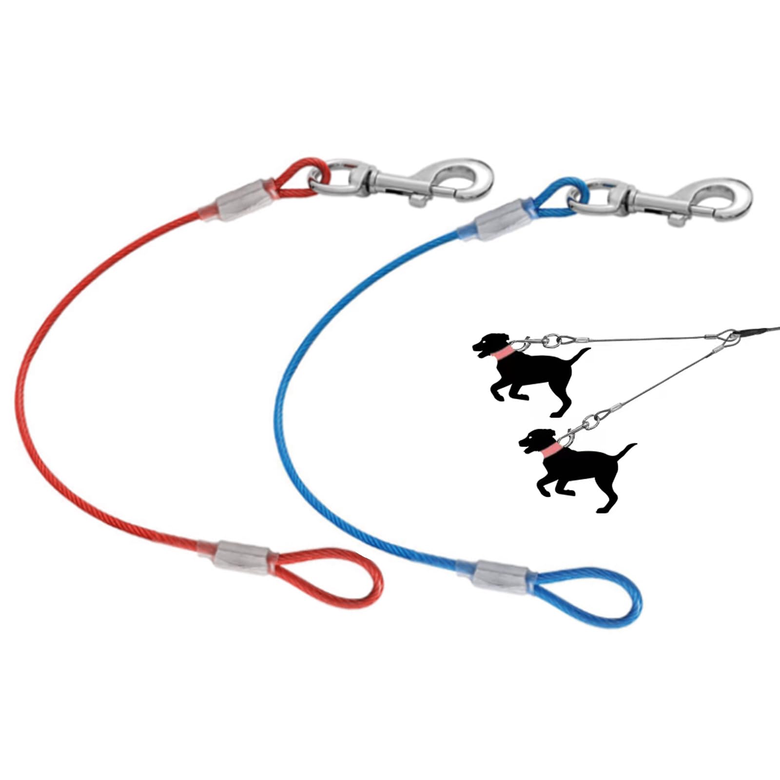 Chew Proof Dog Leash Extension, Support Add To Any Leash (Blue+Red, 24 Inch/60Cm)