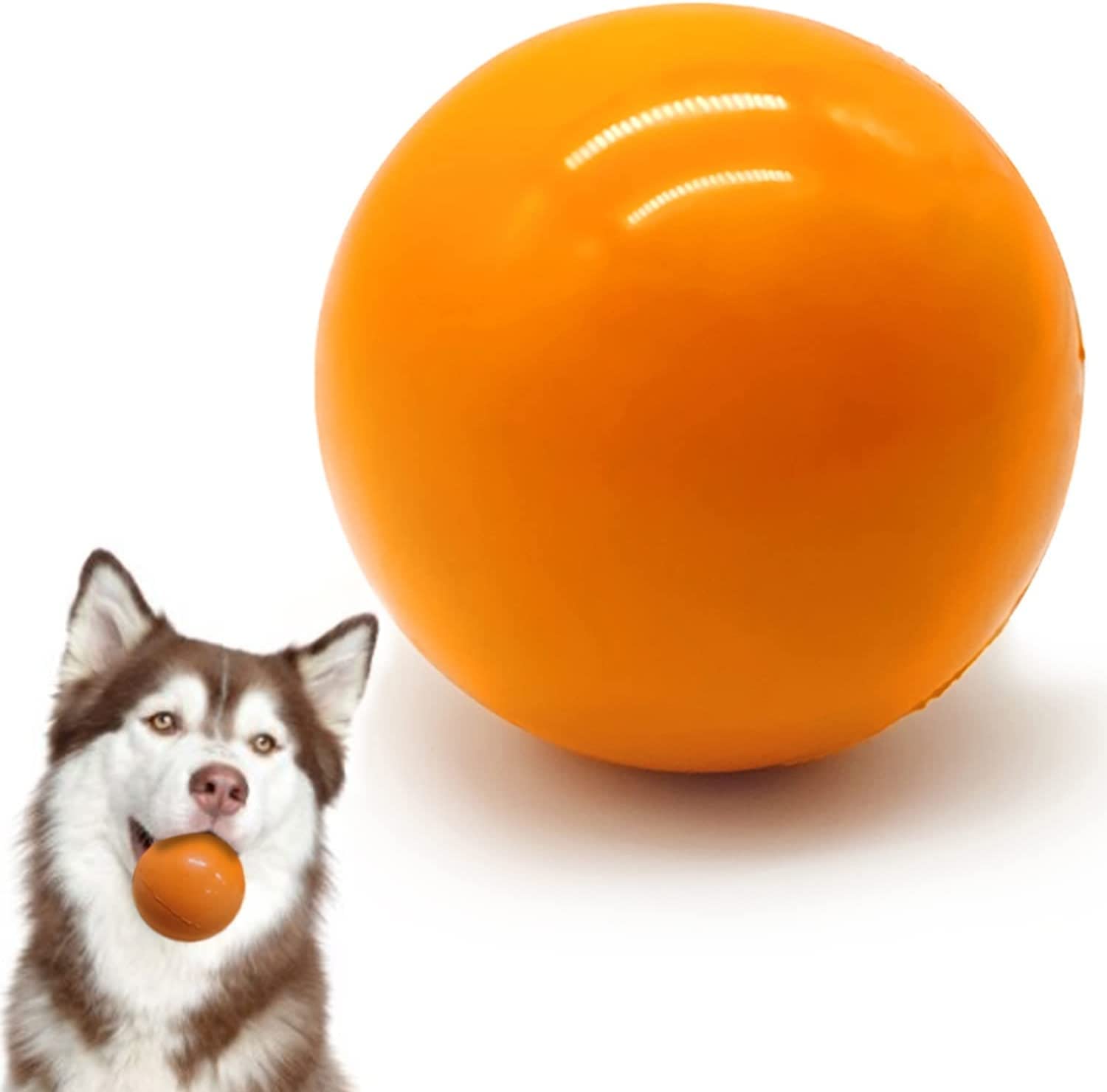 Qesonoo Indestructible Dog Ball - Solid Rubber, 2.7in, Orange, Durable Fetch Toy for Aggressive Chewers, Non-Toxic, High Elasticity
