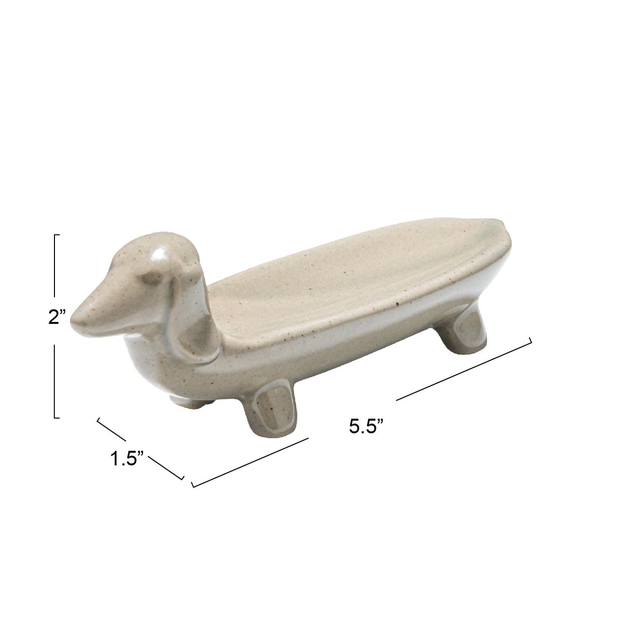 Creative Co-Op Elongated Ceramic Dachshund Dog Dish, Grey