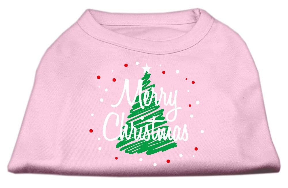 Mirage Pet Products 12-Inch Scribbled Merry Christmas Screenprint Shirts for Pets, Medium, Light Pink