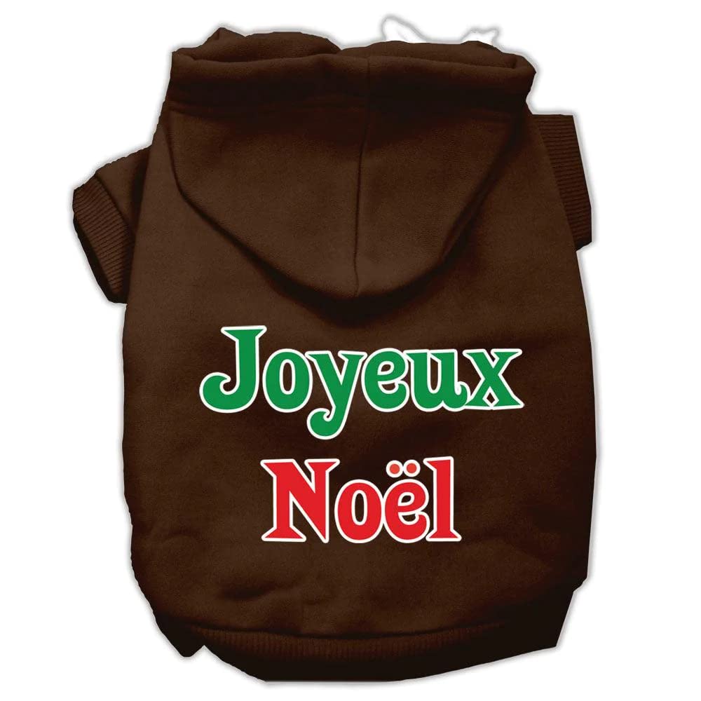 Christmas Pet Dog & Cat Hoodie Screen Printed, Joyeux Noel Baby Blue Lg (10-14 Lbs.)