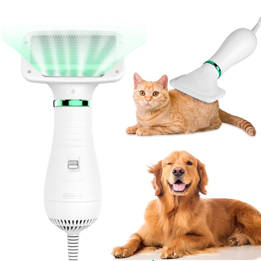 Pet Hair Dryer With Comb 2 In 1 Portable Grooming Low Noise Adjustable Temperature For Dogs Cats Home Use Lightweight Easy Clean