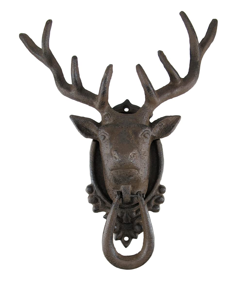 Antiqued Finish 8 Point Buck Deer Door Knocker