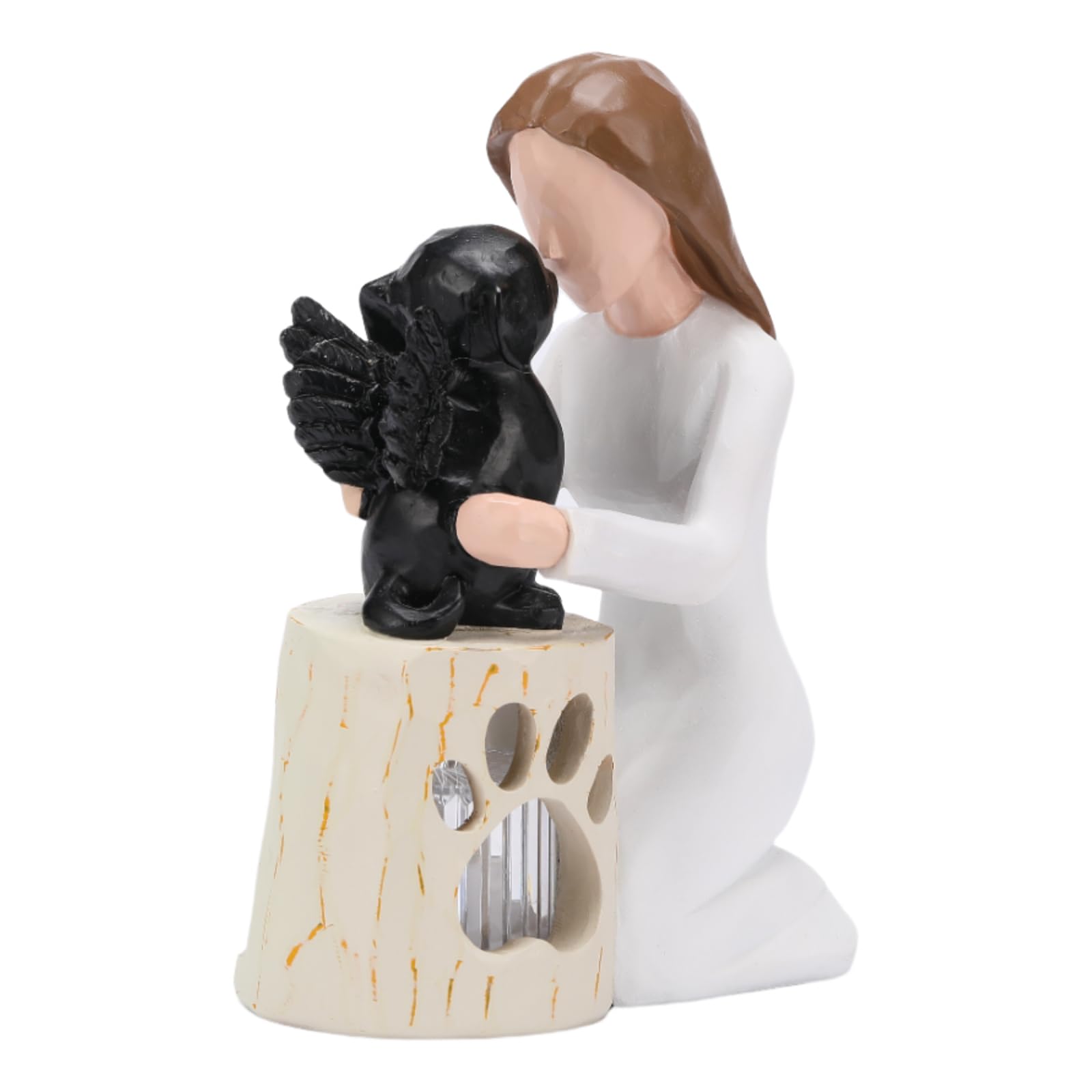 Seawah Dog Memorial Candle Holder Statue - Angel Dog Figurine - Black