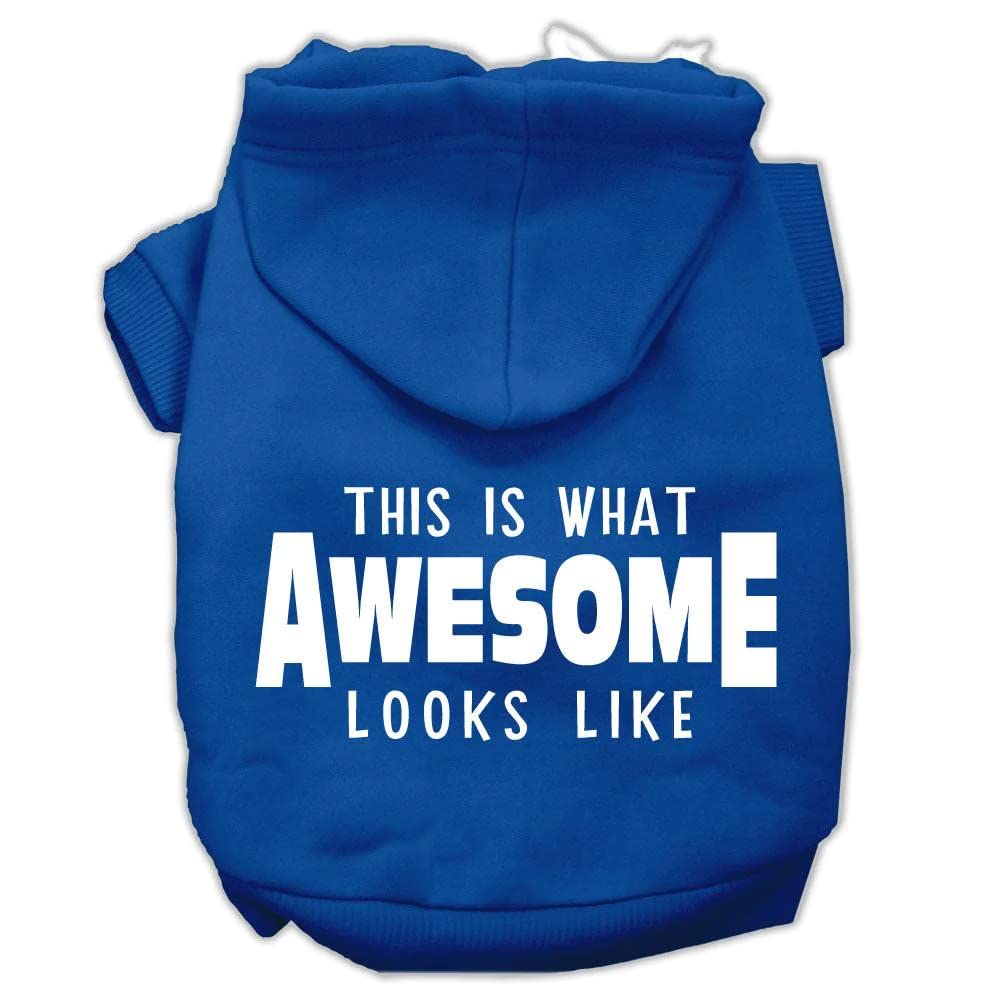 Pet Dog & Cat Hoodie Screen Printed, 'This Is What Awesome Looks Like' Baby Blue Xl (14-20 Lbs.)
