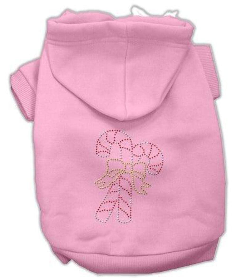 Christmas Pet, Dog & Cat Hoodie Rhinestone, &quot;Candy Canes&quot; Cream XS (0-3 lbs.)