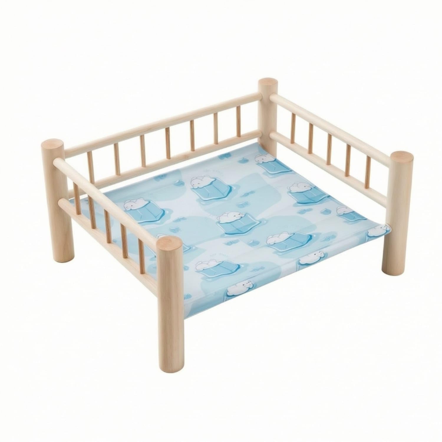 Raised Pet Bed with Cooling Mat Sturdy Elevated Pet Bed Removable Washable for Cats, Small Dogs, Pups, Living Room, Balcony, Sun