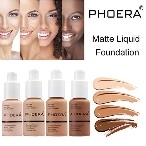 2 Pack Phoera Foundation,Matte Oil Control Concealer Foundation Cream,Phoera Long Lasting Waterproof Matte Liquid Foundation For