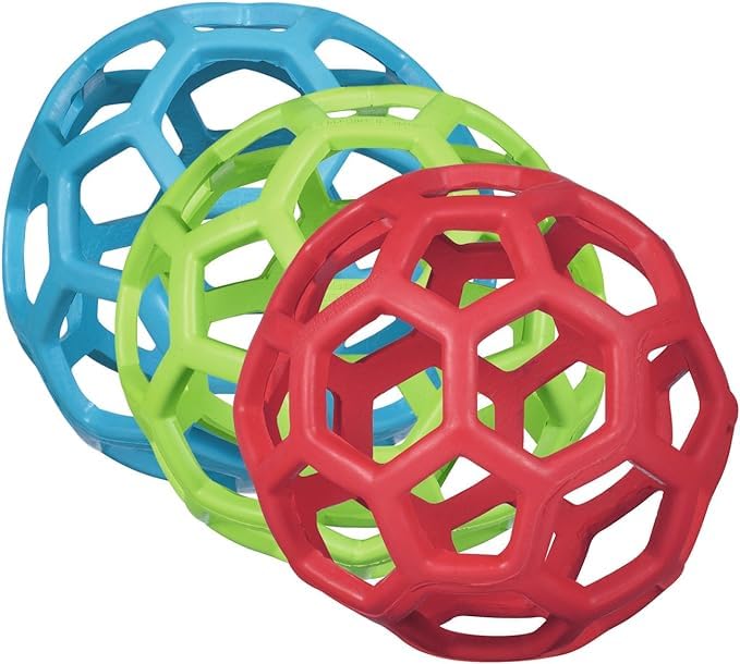JW Pet HOLEE Roller Ball Dog Chew Treat Fetch Bouncy Toy Medium 5 inch Bundle 3, Small Breeds