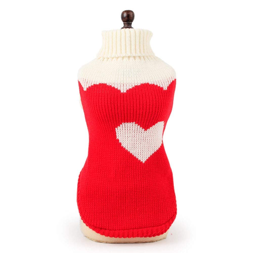 Chborchicen Pet Dog Sweaters Classic Knitwear Turtleneck Winter Warm Puppy Clothing Cute Strawberry And Heart Doggie Sweater (Red2, Xx-Small)