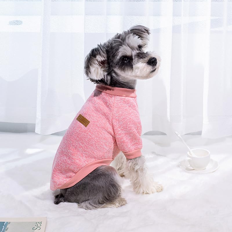 Idepet Pet Dog Classic Sweater, Soft Fleece Coat For Small,Medium Dog,Warm Pet Dogs Cat Cloth,Soft Puppy Customes 2 Color (Xs, P
