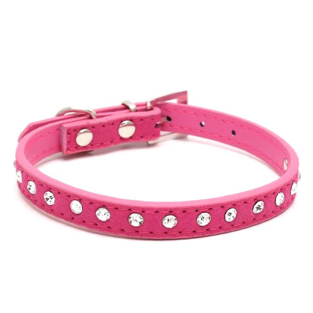 Puppy Collar With Bling Diamond, Pretty Crystal Sparkly Rhinestone Glitter Jewel Girls Cat Collars For Xxs Xs Small Medium Pet Female Dogs Boys Kitten, Hot Pink S