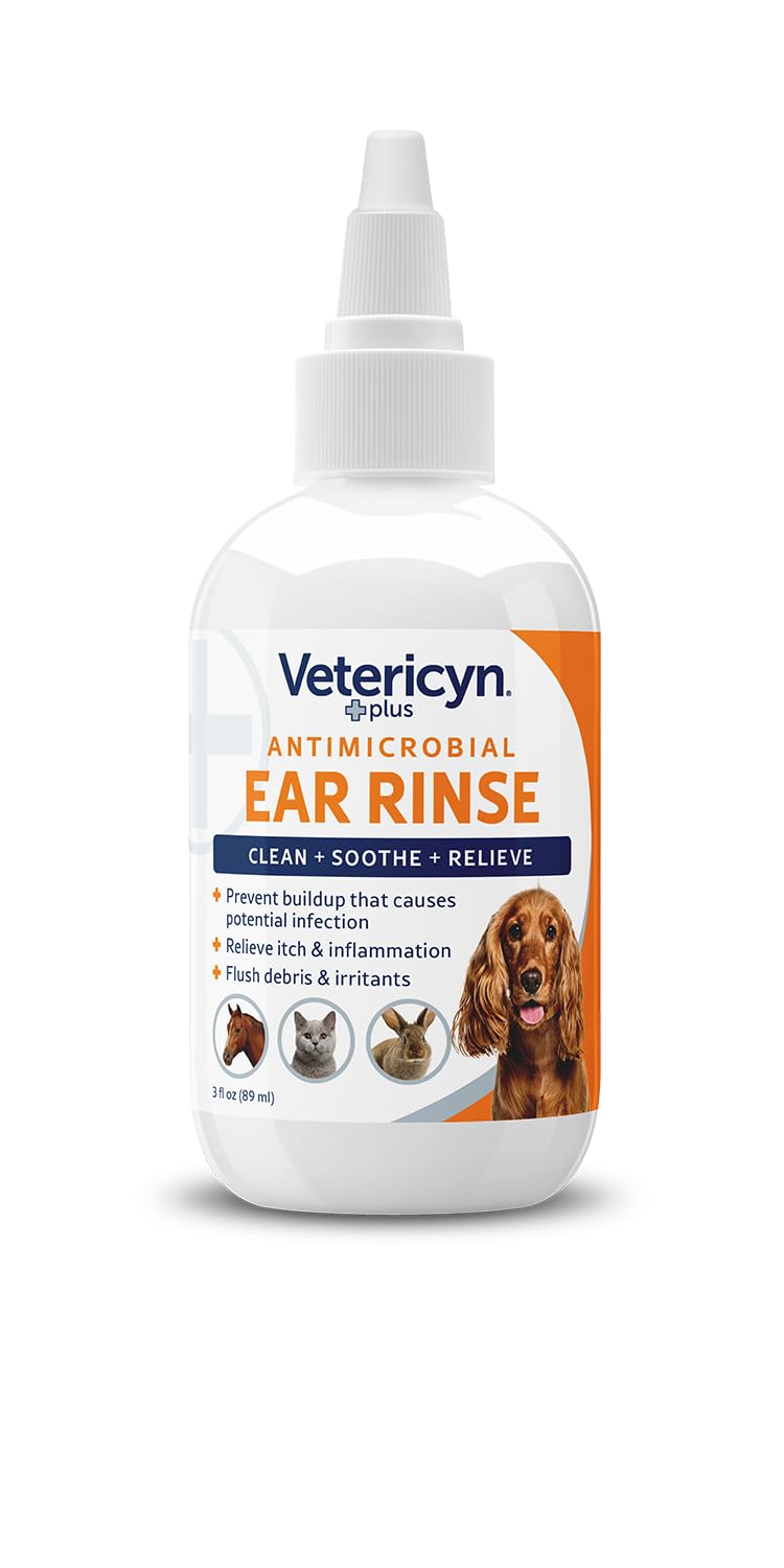 Vetericyn Plus Dog Ear Rinse | Dog Ear Cleaner to Soothe and Relieve Itchy Ears, Safe for Cat Ears, Rabbit Ears, and All Animal
