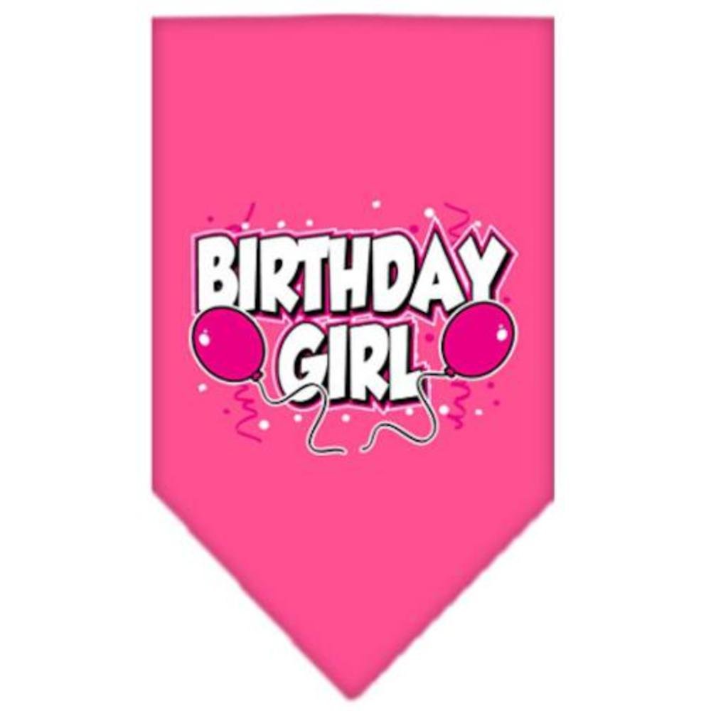 Pet and Dog Bandana Screen Printed, &quot;Birthday Girl -or- &quot;Birthday Boy&quot; Bright Pink Birthday Girl(Small)