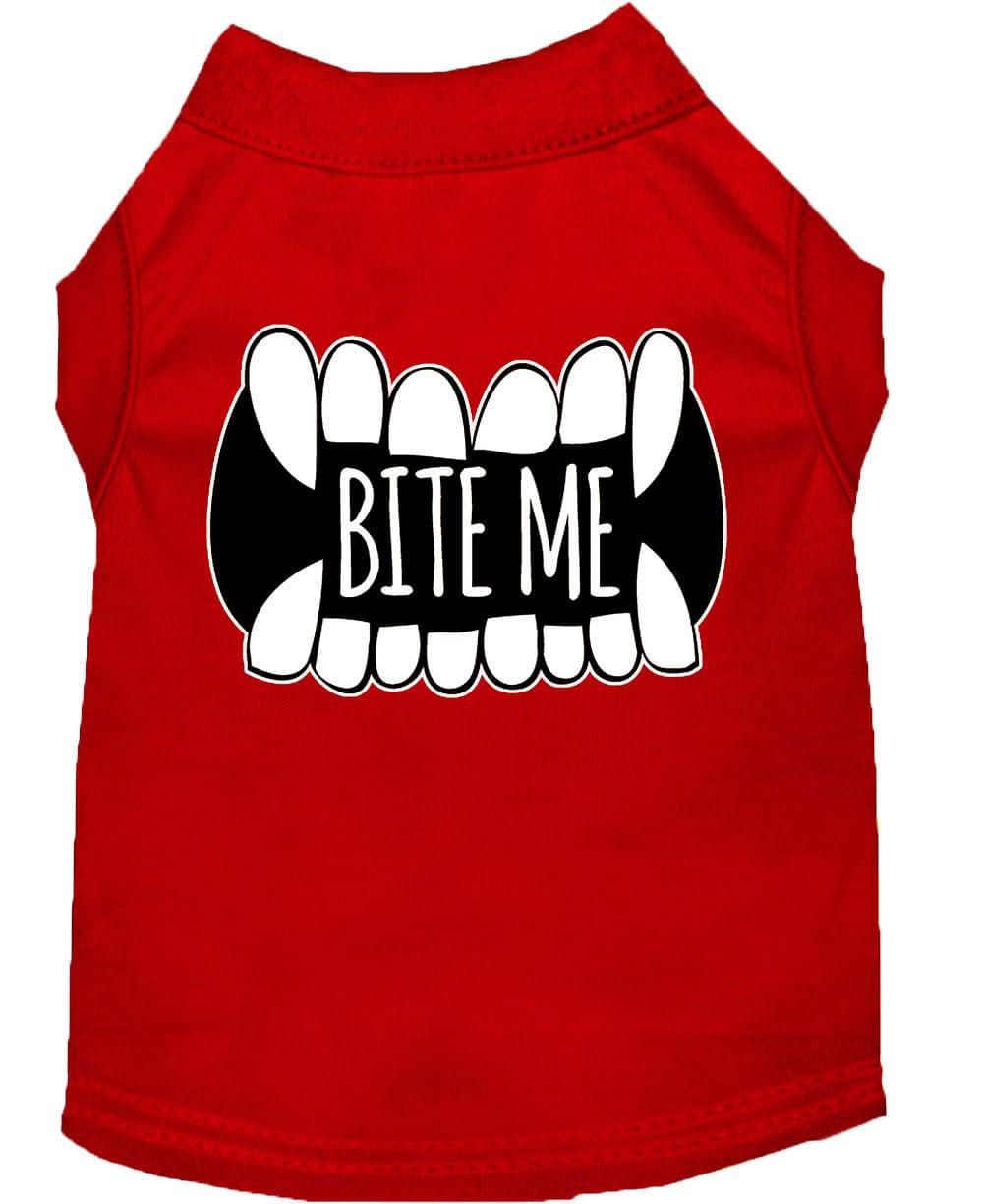 Bite Me Screen Print Dog Shirt Red Xxl 18