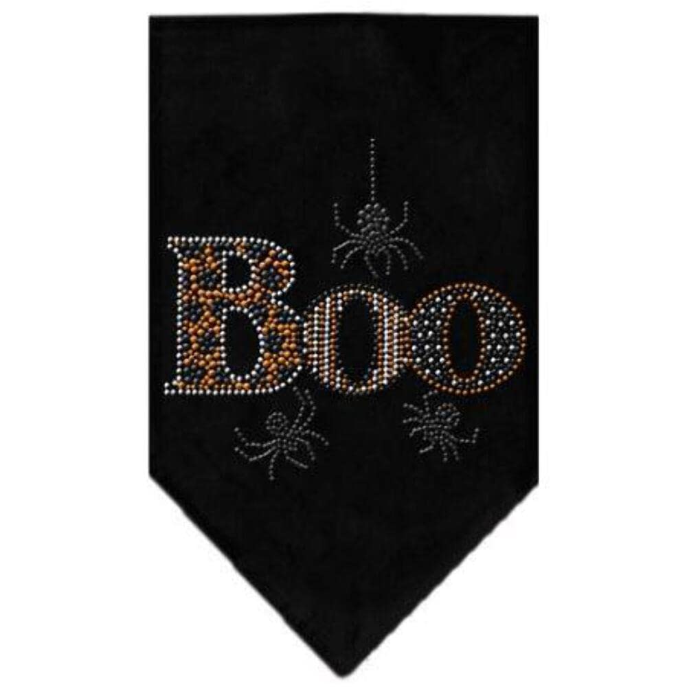 Mirage Pet Products Boo Rhinestone Bandana Black, Large