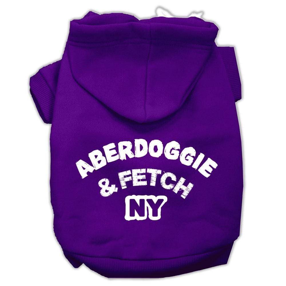 Mirage Pet Products 10&quot; Aberdoggie NY Screen Print Pet Hoodie, Small, Purple