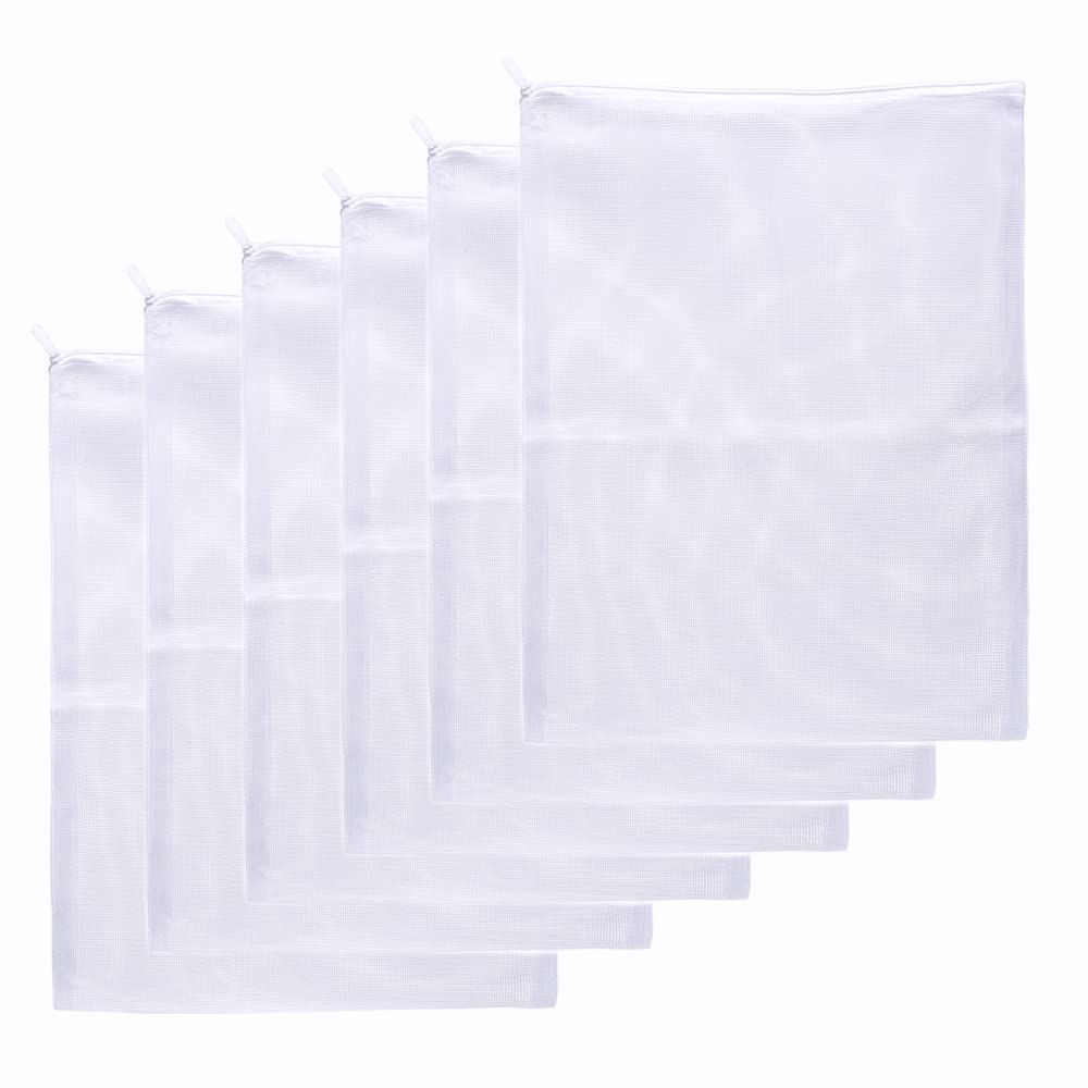 Jihaqua Aquarium Filter Bags Large - Reusable Fish Tank Filter Media Mesh Bags With Plastic Zipper (7.5 X 12 Inch (6 Pack))