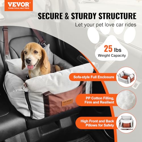 Vevor Dog Booster Car Seat Pet Car Seat For Small Dog Up To 25Lbs Gray
