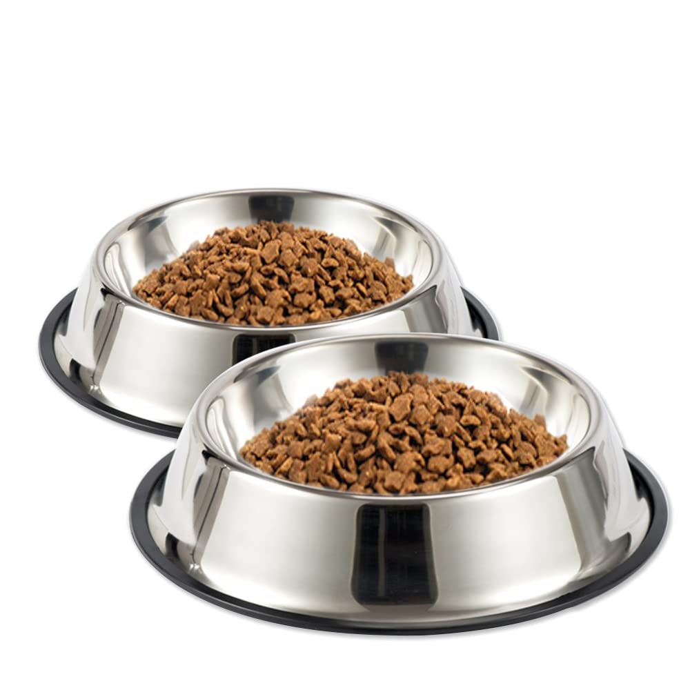 WEDAWN Stainless Steel Dog Bowls, 1.5 Cup/12oz Cat Bowl Water and Food with Rubber Base, Pet Bowls for Small Dogs, Cats, Puppy, 