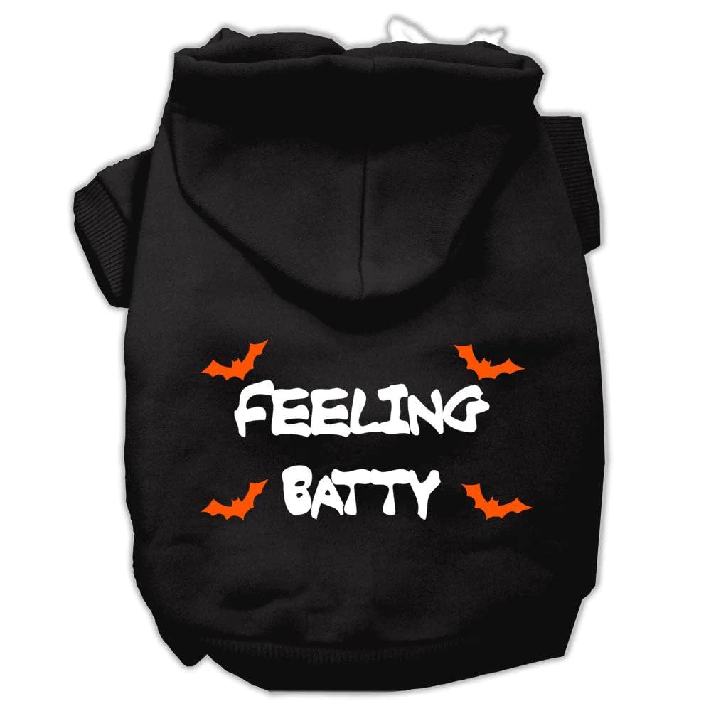 Halloween Pet, Dog & Cat Hoodie Screen Printed, 'Feeling Batty' Cream Xl (14-20 Lbs.)