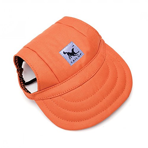 Leconpet Baseball Caps Hats With Neck Strap Adjustable Comfortable Ear Holes For Small Medium And Large Dogs In Outdoor Sun Protection (L, Orange)