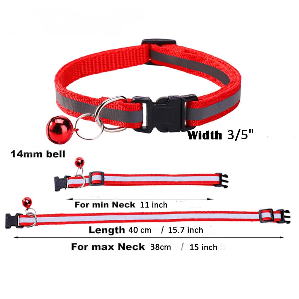 Green Cat Collar With Bell, Reflective Small Dog Collars Soft Adjustable Buckle For Xs Xsmall Extra Small Puppies Female Male Ti