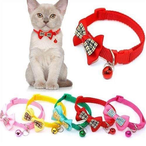 Cat Collar With Bells,Soft Nylon Identification Red Dog Collar Girl Puppy Collar With Bowtie Adjustable Buckle For Xxs Xs Tiny L