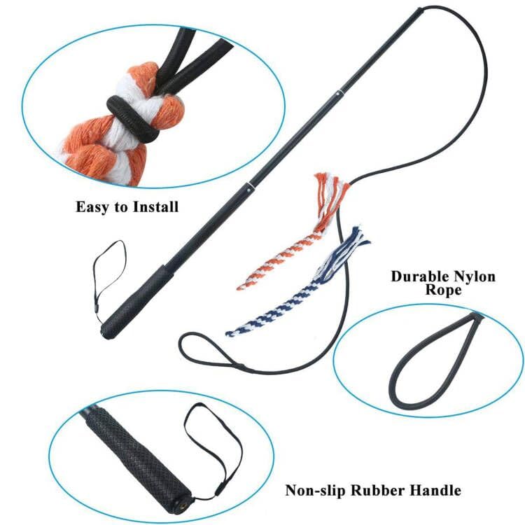 Asocea Dog Extendable Teaser Wand Pet Flirt Stick Pole Puppy Chasing Tail Interactive Toy For Small Medium Large Dogs Training Playing Exercise