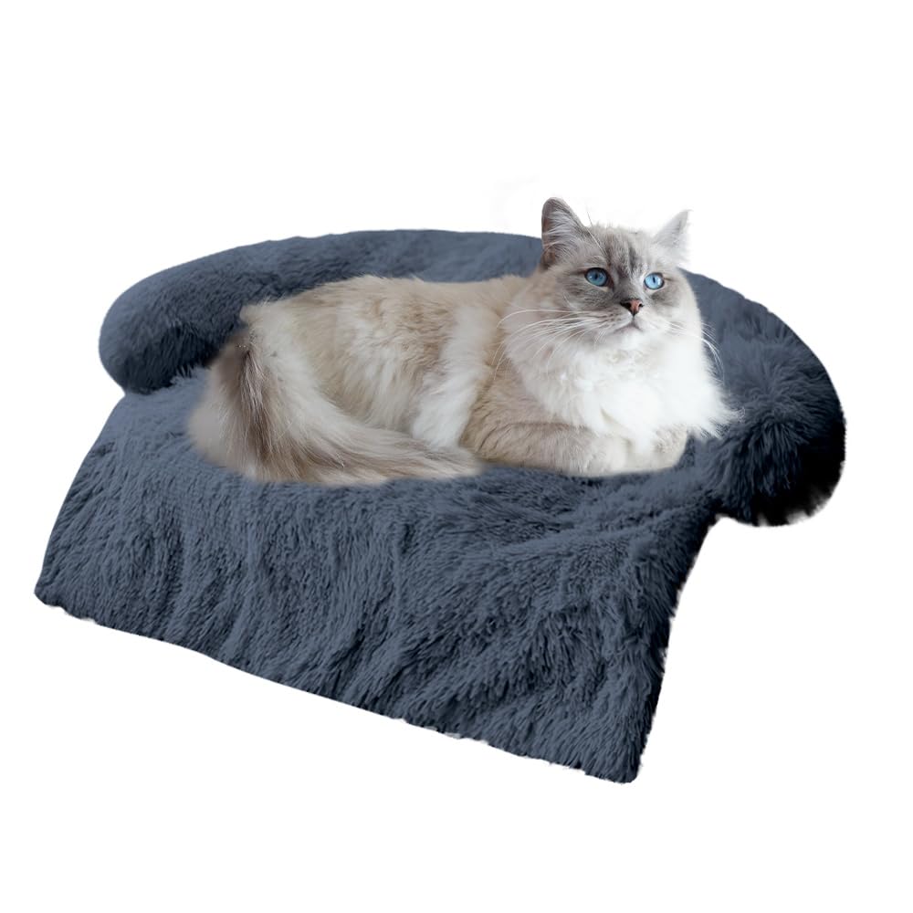 Tinaco Luxurious Calming Dogs/Cats Bed Mats, Washable Removable Couch Cover, Plush Long Fur Mat For Pets, Waterproof Lining, Perfect For Small, Medium And Large Dogs And Cats (Dark Gray, M)