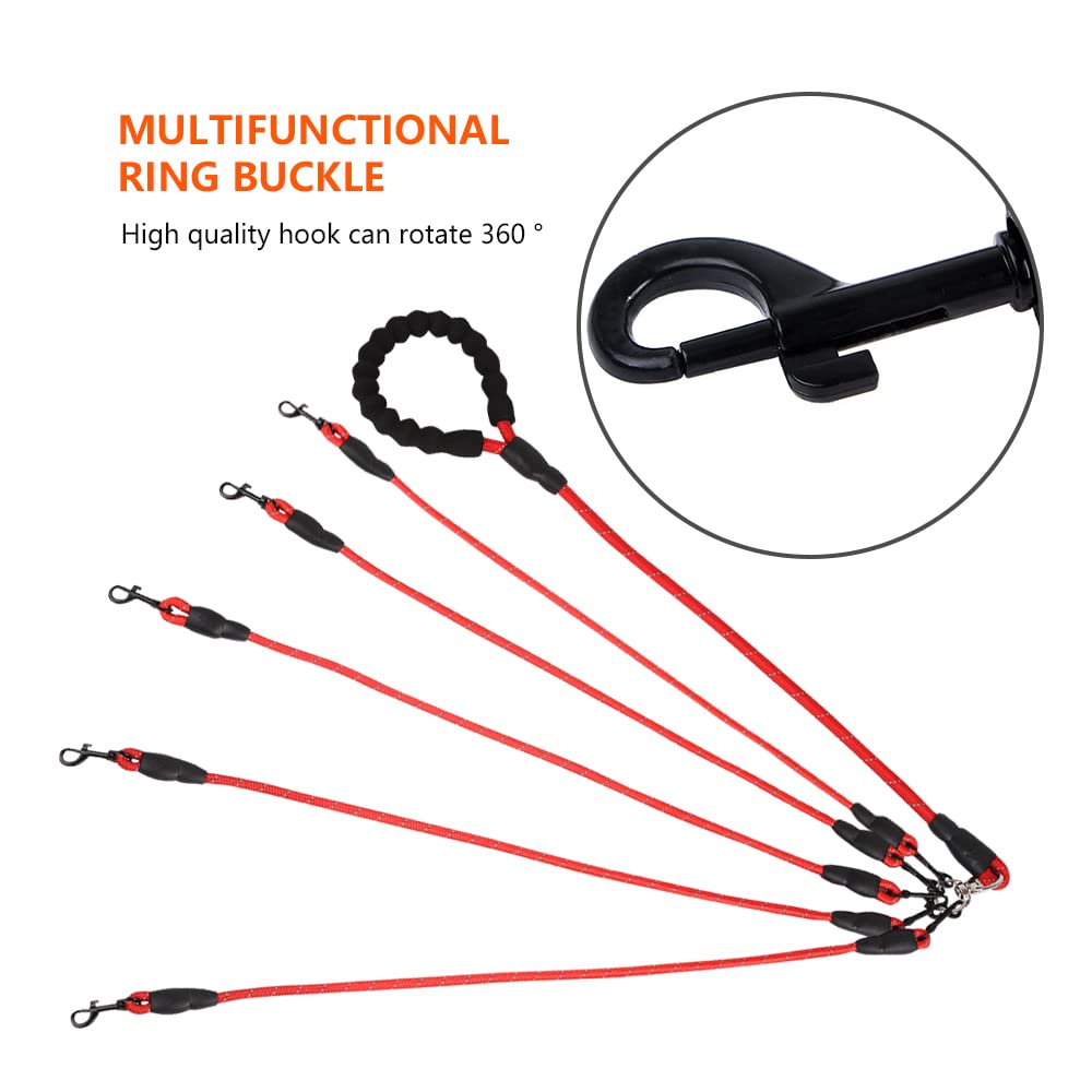 Five Dog Leash,Comfortable 5 Dog Leash With Reflective,360 Swivel No Tangle Five Dog Training Leash,For Large Medium Small Dogs
