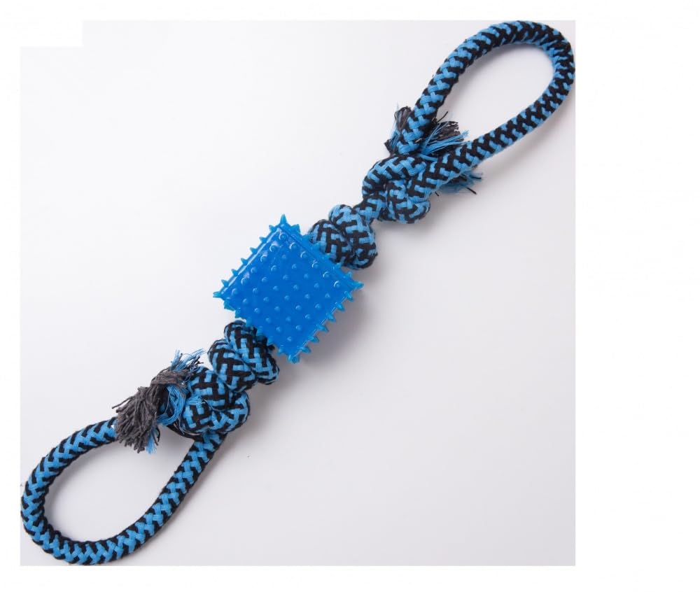 Snug Arooz Baby Tug N' Cube Assorted Colors - Durable Dog Toy With Cotton Rope & Tpr Cube - Perfect For Tugging, Chewing, And Pr