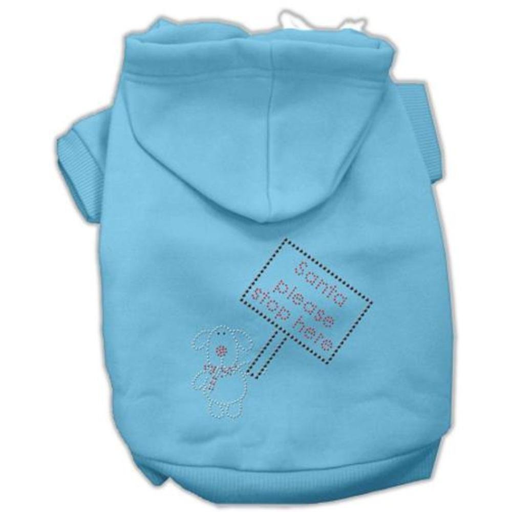 Mirage Pet Products 20-Inch Santa Stop Here Hoodies, 3X-Large, Baby Blue