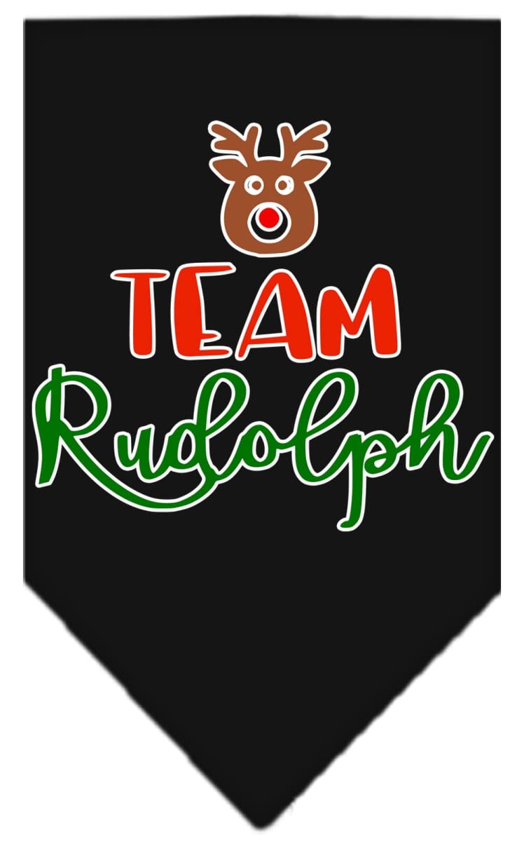 Christmas Pet and Dog Bandana Screen Printed, &quot;Team Rudolph&quot; Black Small