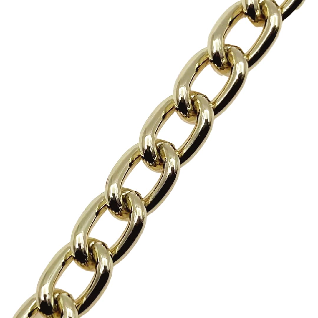 ChampWei Heavy Chain Dog Metal Collars, Adjustable Weather Proof Alloy Steel Necklace for Small Medium Large Dogs (Fancy Gold, 3