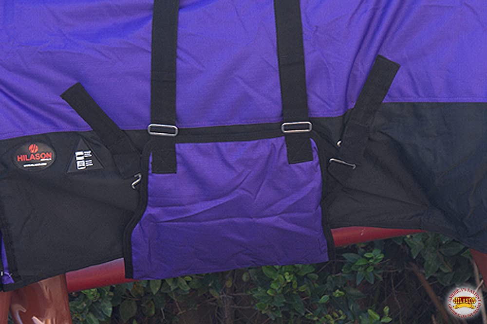 Hilason 1200D Winter Waterproof Poly Horse Blanket Belly Wrap Purple | Horse Blanket | Horse 66 In