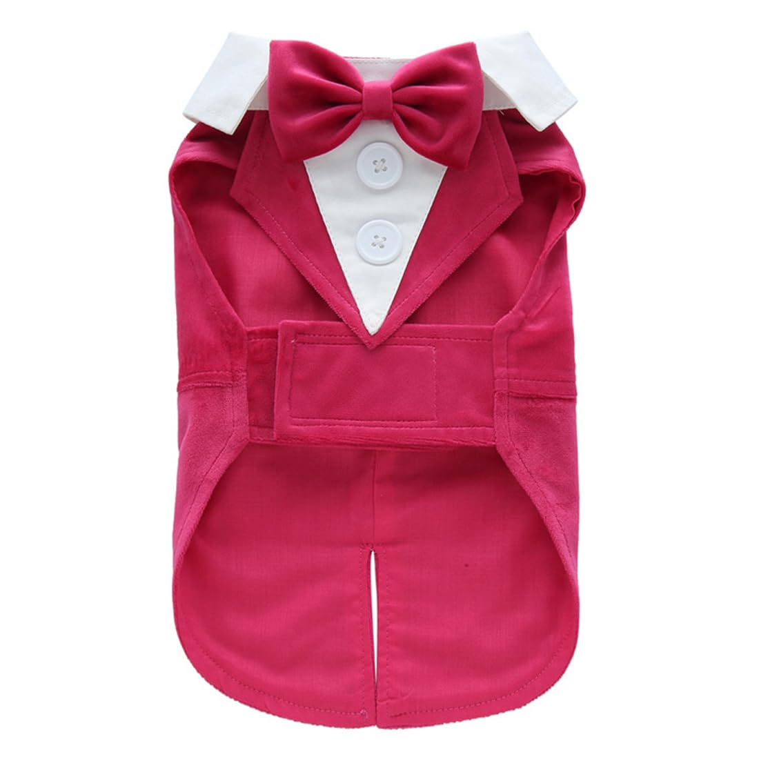 Doteyayp Puppy Velvet Tuxedo With Detachable Bowtie Prom Wedding Formal Wear Prince Costume For Small Dog (Small, Rose)